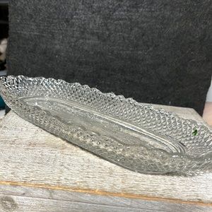 American Brilliant Cut Glass Dish Relish Sawtooth Rim 11 1/4 inches long